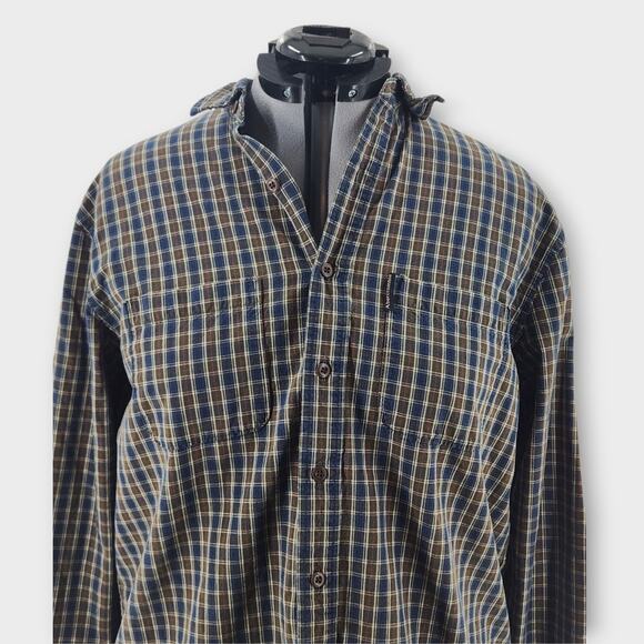 Abercrombie & Fitch Button Down Heavyweight Mens S Plaid Blue Green Collard VTG - Picture 2 of 7